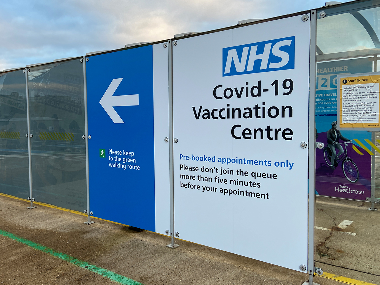 NHS Vaccination Centre Bus Shelter signage
