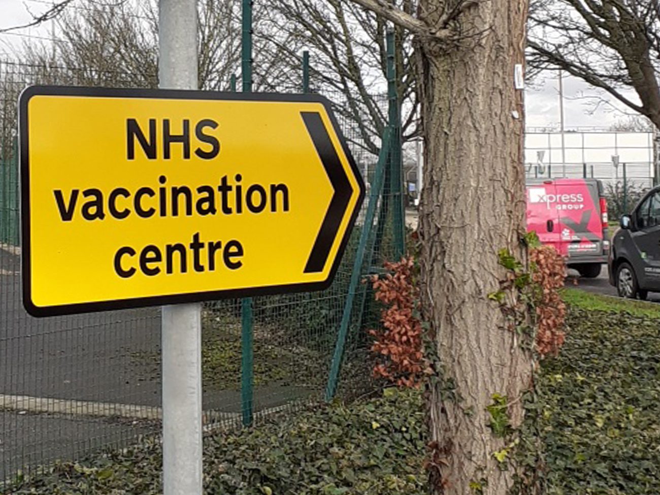 NHS Vaccination Centre road signage
