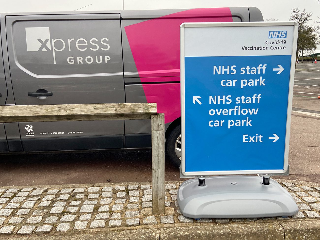 NHS Vaccination Centre Car Park Signage